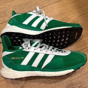 Adidas Green and White Running Shoes